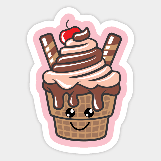 Cute Kawaii Ice Cream Sundae Sticker by KawaiinDoodle